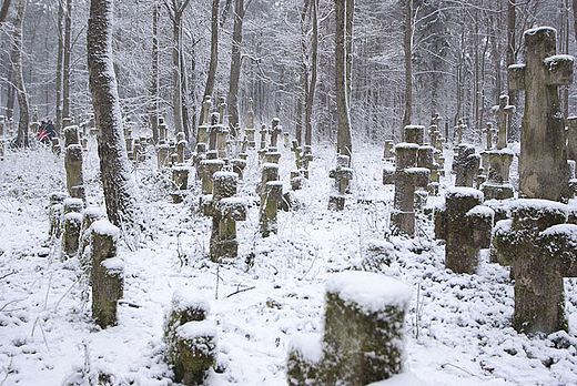 Cmentarz w zimowej szacie.