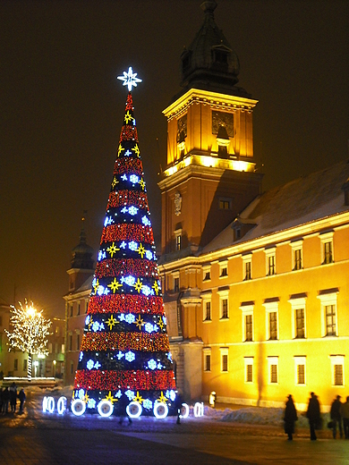 witeczna Warszawa. Plac Zamkowy.