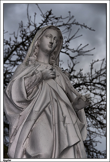Rzgw - kamienna figura Matki Boej przed kocioem p.w. w. Jakuba