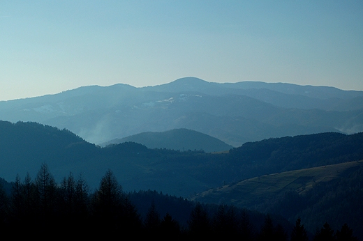 Panorama Pasma Radziejowej ogldana z Dugich Makw. Beskid Sdecki