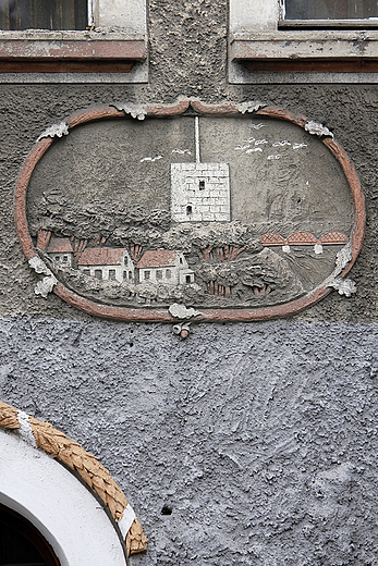 Grudzidz - panorama miasta jako ozdoba przedwojennej kamienicy