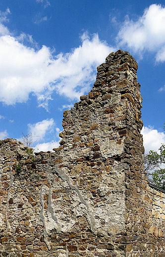 Fragment murw  zamku rycerskiego w Chudowie.