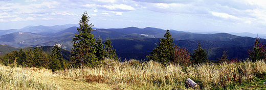 Panorama z Wielkiej Raczy w Beskidzie ywieckim.