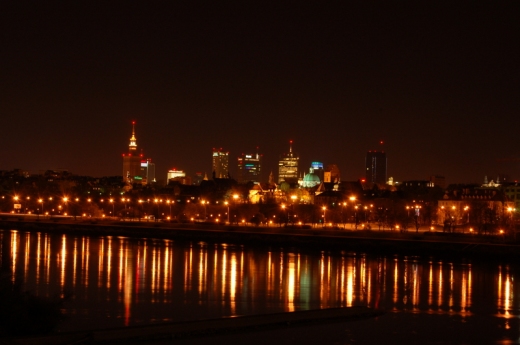 Panorama Warszawy noc.
