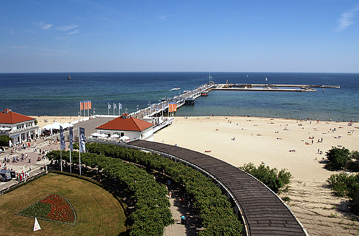 Sopot. Panorama Batyku i mola ogldana z Latarni Morskiej.