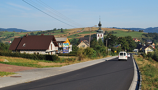 Panorama osady Istebna w Beskidzie lskim.