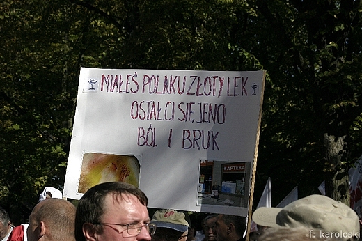 Protest stoczniowcw, transparent