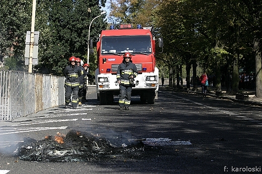 Protest stoczniowcw, stra poarna