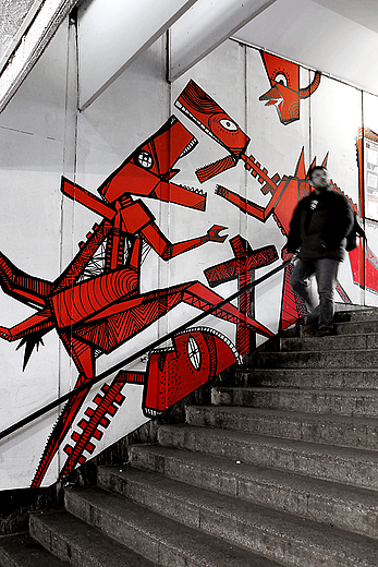 Gdask Wrzeszcz - galeria murali w przejciu podziemnym dworca