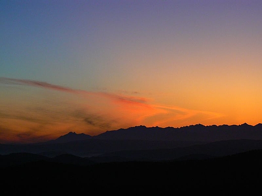 Tatry o wicie z Wielkiej Raczy.