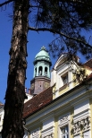 Widok na wiee Sanktuarium i klasztor w. Jadwigi lskiej z ogrodw klasztornych.