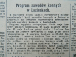 Program zawodw konnych w azienkach w Ilustrowanym Kuryerze Codziennym z 8 marca 1937 r.