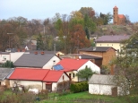 Panorama Inowłodza, widok z zamku na kościół św. Idziego