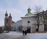 Rynek Główny. Dwa kościoły: Mariacki i św.Wojciecha. Kraków