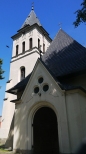 Wieża kościoła Świetego Krzyża w Żywcu.