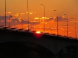 Zachd soca nad Wis w okolicach Grudzidza - most autostradowy