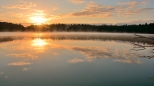 Jezioro Czaple o świcie.