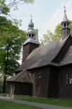 Myślniew. Drewniany kościół, prawdopodobnie wzniesiony już w XIII wieku.