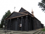 Drewniany kościół św. Aleksego wzniesiony tuż po wojnie