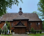Modlnica. Fragment drewnianego kościoła św. Wojciecha.