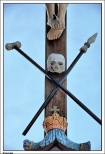 Droszew - cmentarz katolicki, fragment krzyża wykonanego przez Pawła Brylińskiego