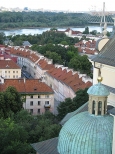 Mariensztat,Most witokrzyski i Stadion Narodowy - widok z wiey widokowej koo kocioa w. Anny