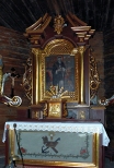 Zrębice-kosciół parafialny. Ołtarz Główny z malowidłem przedstawiającym św. Idziego