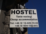 Krakw.Reklama hosteli na Kazimierzu.