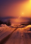 zimowe mgy - wjazd do miejscowoci Broczany