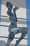 Murale na Zaspie - błękitna postać