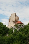 Zamek Bobolice podczas odbudowy