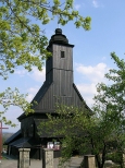 Drewniany kościół  p.w. Świętego Wawrzyńca. Bielowicko